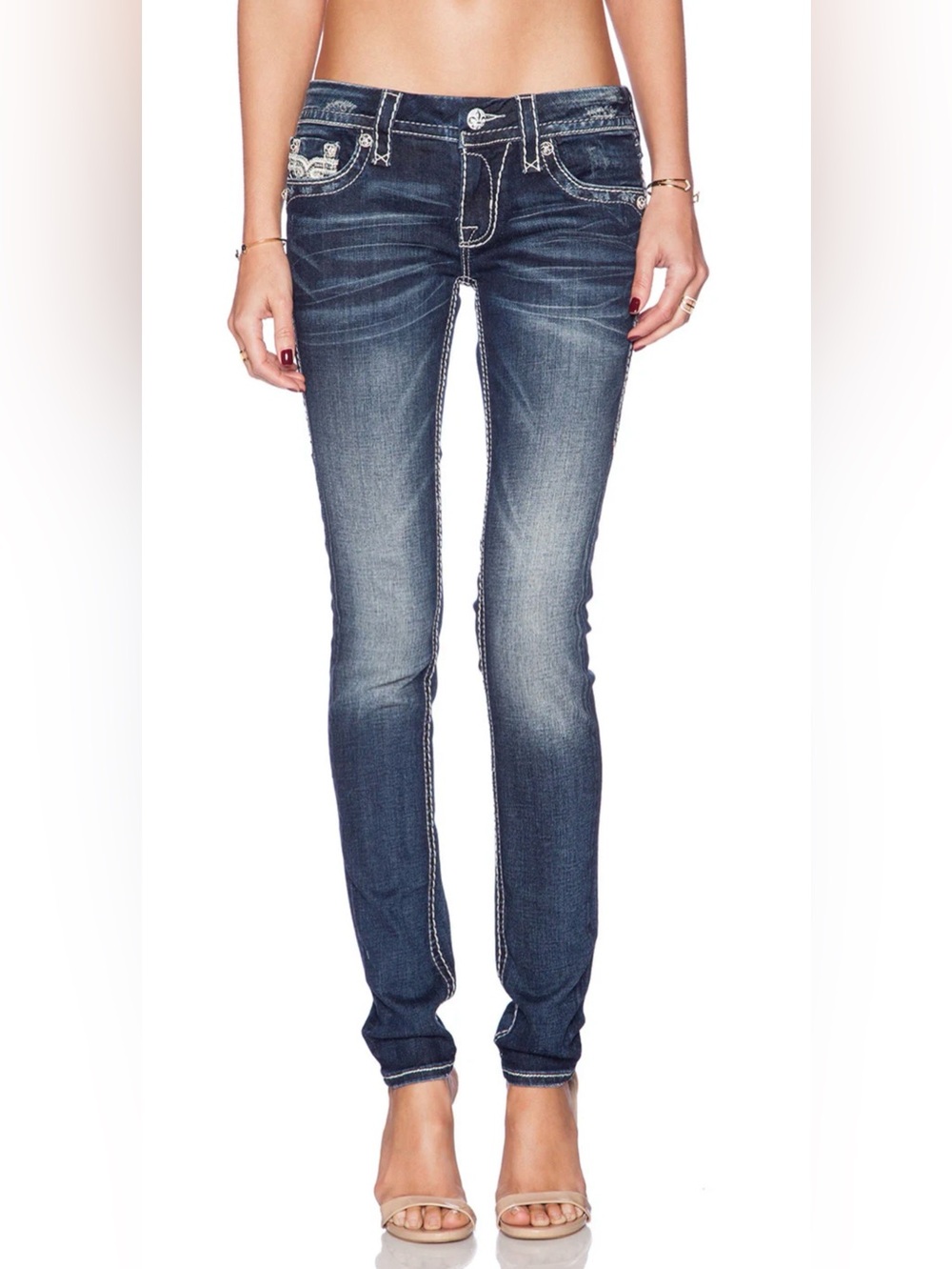 Rock Revival Festival Boho Mid Rise Ankle Skinny Jeans Kyla SZ 25 Cowgirl Rodeo - Picture 3 of 16